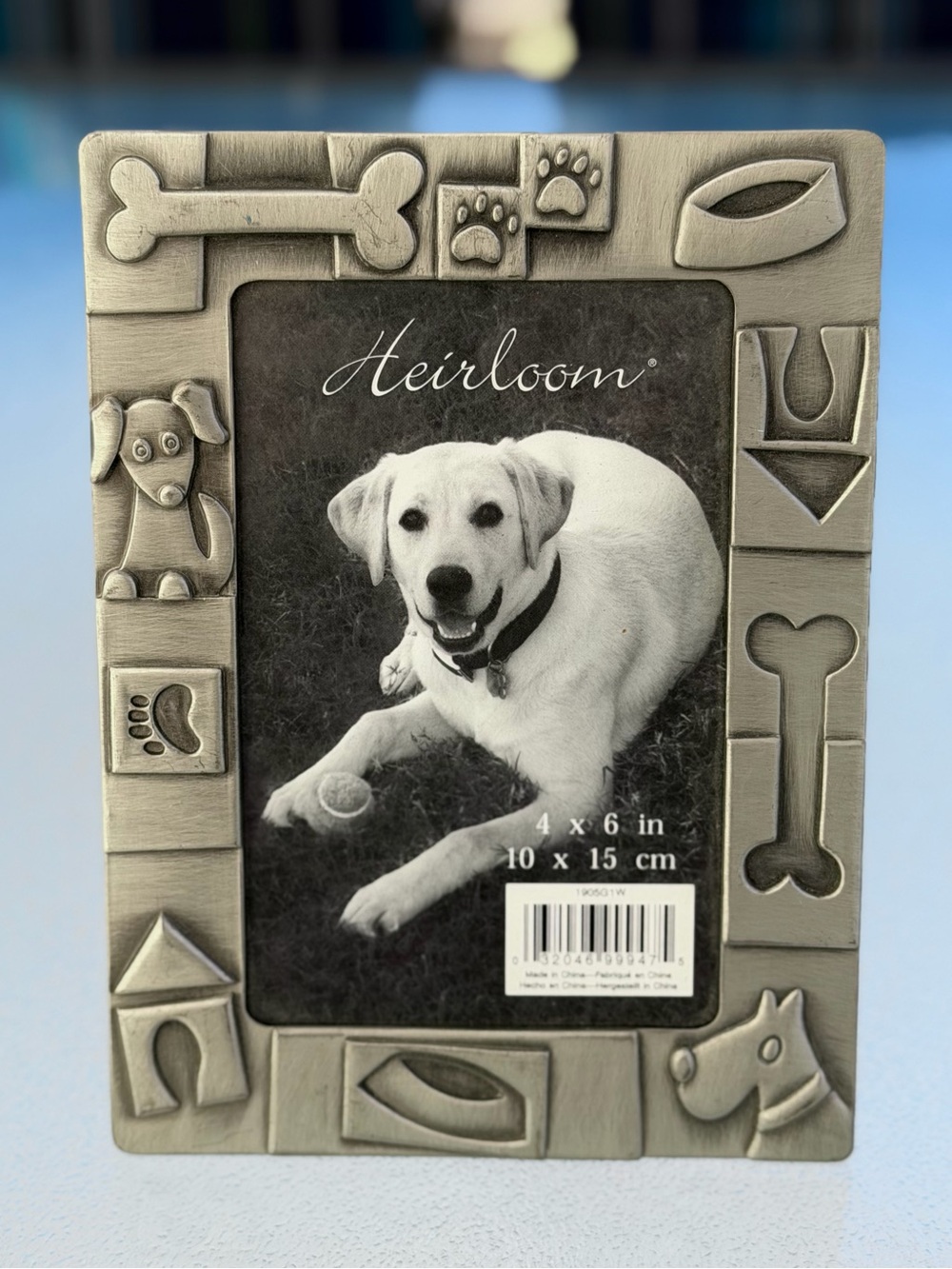 Burnes of Boston Dog Themed 3D Relief Silver Pewter Toned Metal Photo Frame